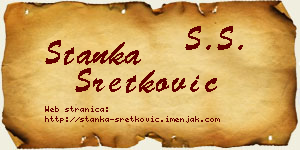 Stanka Sretković vizit kartica